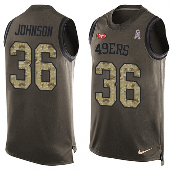 Men's Nike San Francisco 49ers 36 Dontae Johnson Limited Green Salute to Service Tank Top NFL Jersey