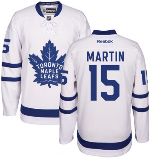 Men's Reebok Toronto Maple Leafs 15 Matt Martin Authentic White Away NHL Jersey