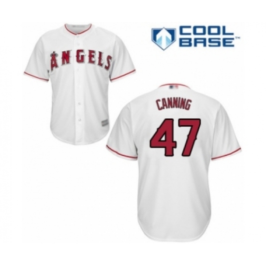 Youth Los Angeles Angels of Anaheim 47 Griffin Canning Authentic White Home Cool Base Baseball Player Jersey