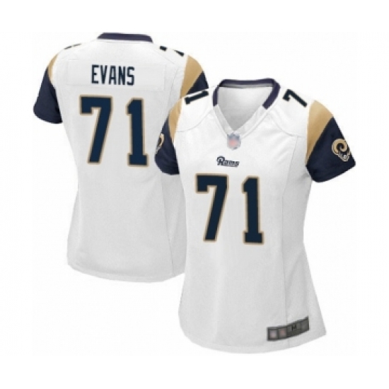 Women's Los Angeles Rams 71 Bobby Evans Game White Football Jersey