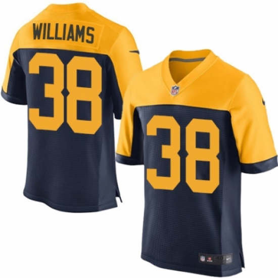 Men's Nike Green Bay Packers 38 Tramon Williams Elite Navy Blue Alternate NFL Jersey