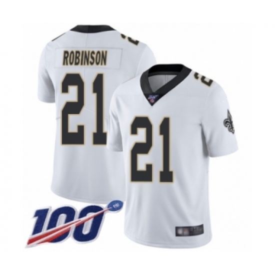 Men's New Orleans Saints 21 Patrick Robinson White Vapor Untouchable Limited Player 100th Season Football Jersey