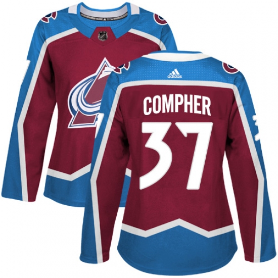 Women's Adidas Colorado Avalanche 37 J.T. Compher Premier Burgundy Red Home NHL Jersey