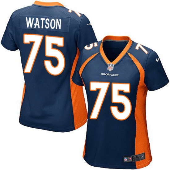Women's Nike Denver Broncos 75 Menelik Watson Game Navy Blue Alternate NFL Jersey