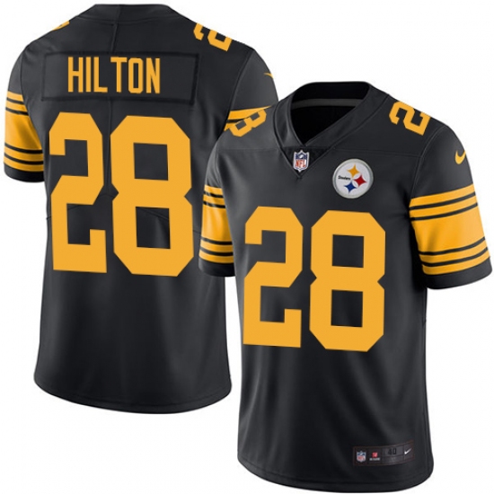 Men's Nike Pittsburgh Steelers 28 Mike Hilton Limited Black Rush Vapor Untouchable NFL Jersey