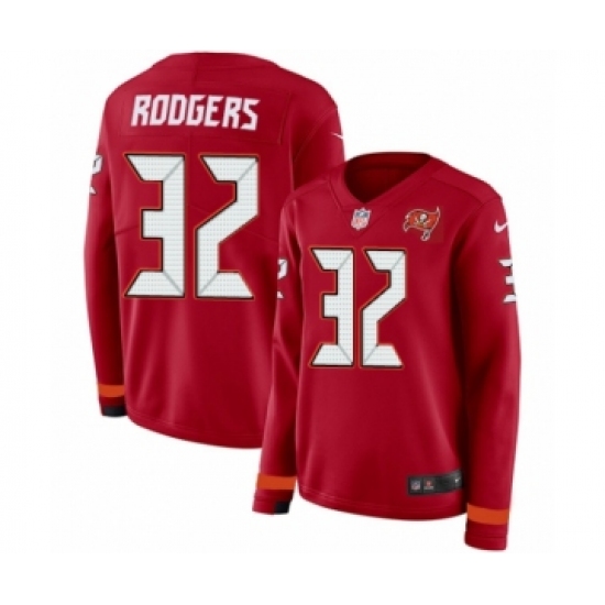Women's Nike Tampa Bay Buccaneers 32 Jacquizz Rodgers Limited Red Therma Long Sleeve NFL Jersey
