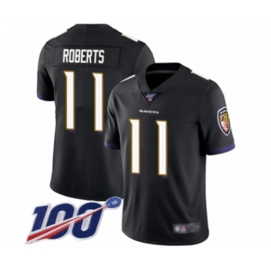 Men's Baltimore Ravens 11 Seth Roberts Black Alternate Vapor Untouchable Limited Player 100th Season Football Jersey