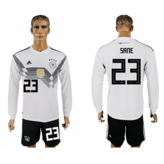 Germany 23 Sane White Home Long Sleeves Soccer Country Jersey