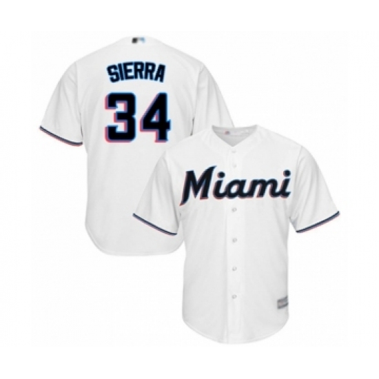 Youth Miami Marlins 34 Magneuris Sierra Authentic White Home Cool Base Baseball Player Jersey