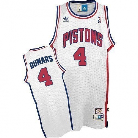 Men's Adidas Detroit Pistons 4 Joe Dumars Authentic White Throwback NBA Jersey