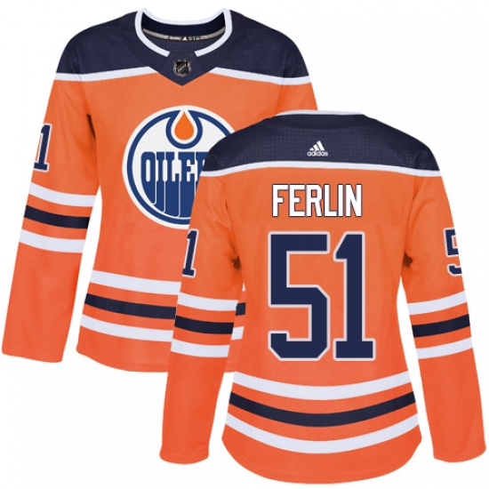 Women's Adidas Edmonton Oilers 51 Brian Ferlin Authentic Orange Home NHL Jersey