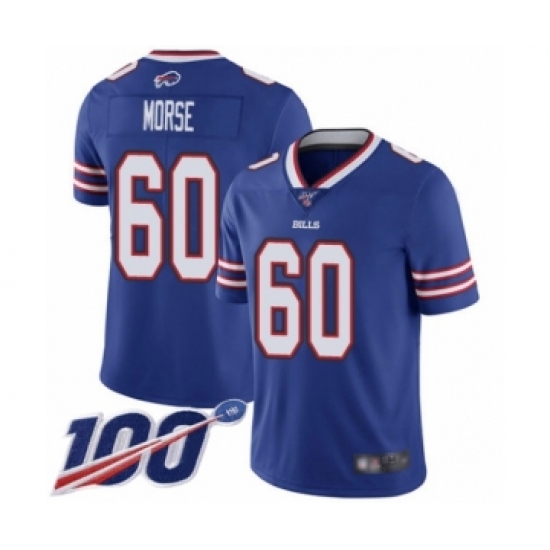 Men's Buffalo Bills 60 Mitch Morse Royal Blue Team Color Vapor Untouchable Limited Player 100th Season Football Jersey