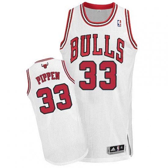 Men's Adidas Chicago Bulls 33 Scottie Pippen Authentic White Home NBA Jersey