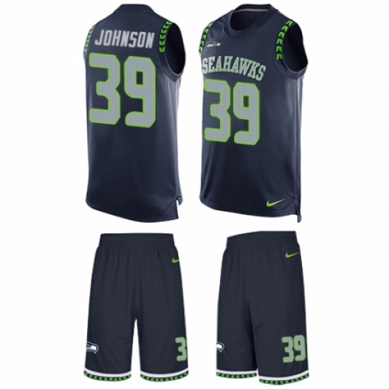 Men's Nike Seattle Seahawks 39 Dontae Johnson Limited Steel Blue Tank Top Suit NFL Jersey