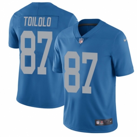 Men's Nike Detroit Lions 87 Levine Toilolo Blue Alternate Vapor Untouchable Limited Player NFL Jersey