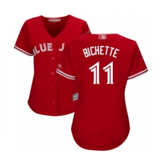 Women's Toronto Blue Jays 11 Bo Bichette Authentic Scarlet Alternate Baseball Player Jersey