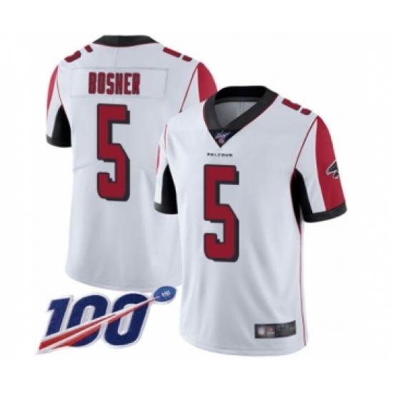 Men's Atlanta Falcons 5 Matt Bosher White Vapor Untouchable Limited Player 100th Season Football Jersey
