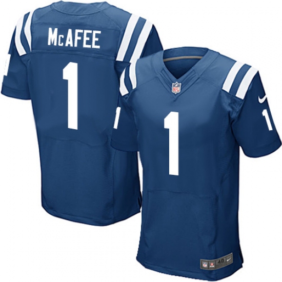 Men's Nike Indianapolis Colts 1 Pat McAfee Elite Royal Blue Team Color NFL Jersey