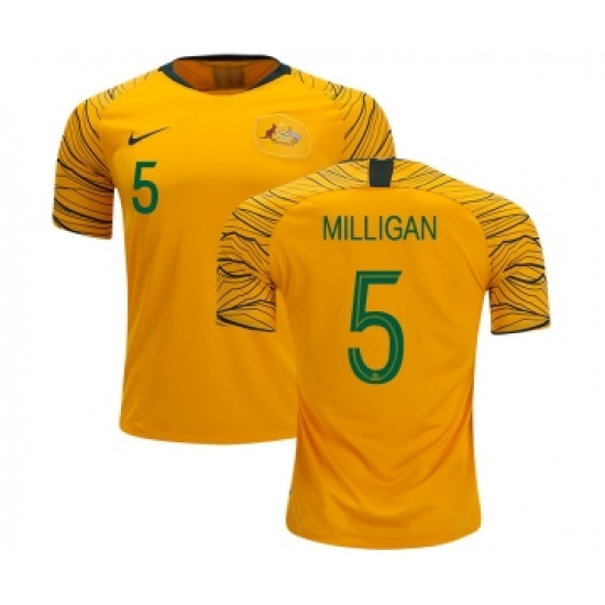 Australia 5 Milligan Home Soccer Country Jersey