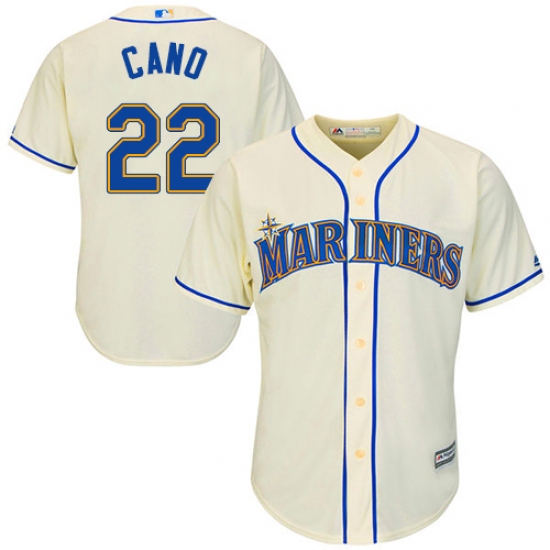 Youth Majestic Seattle Mariners 22 Robinson Cano Authentic Cream Alternate Cool Base MLB Jersey