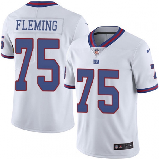Nike New York Giants 75 Cameron Fleming White Men's Stitched NFL Limited Rush Jersey
