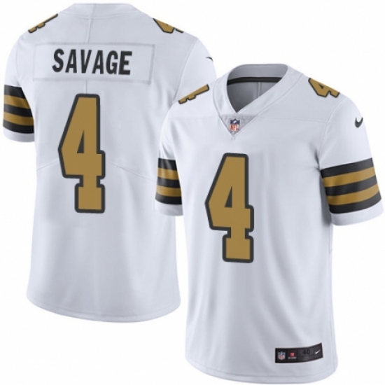 Men's Nike New Orleans Saints 4 Tom Savage Limited White Rush Vapor Untouchable NFL Jersey