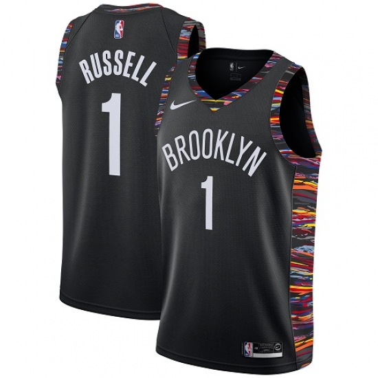 Men's Nike Brooklyn Nets 1 D'Angelo Russell Swingman Black NBA Jersey - 2018 19 City Edition