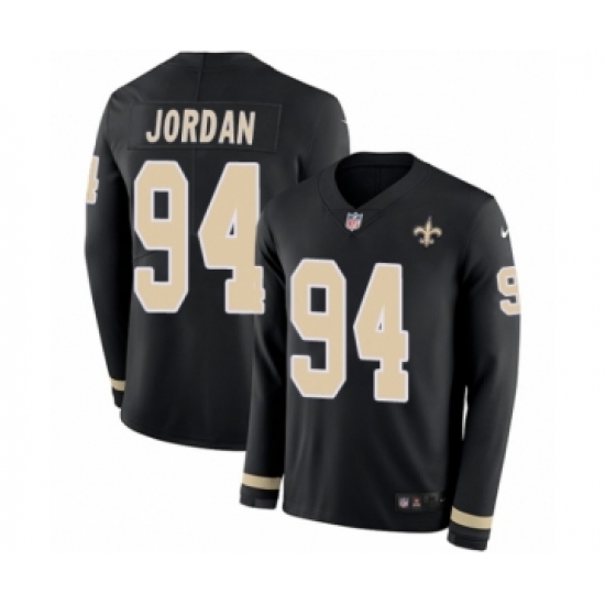 Men's Nike New Orleans Saints 94 Cameron Jordan Limited Black Therma Long Sleeve NFL Jersey