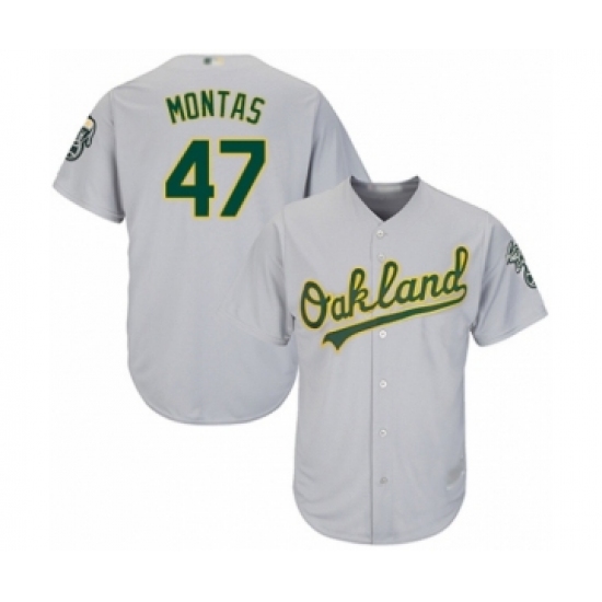 Youth Oakland Athletics 47 Frankie Montas Authentic Grey Road Cool Base Baseball Player Jersey