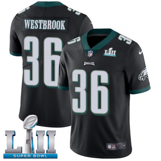 Men's Nike Philadelphia Eagles 36 Brian Westbrook Black Alternate Vapor Untouchable Limited Player Super Bowl LII NFL Jersey