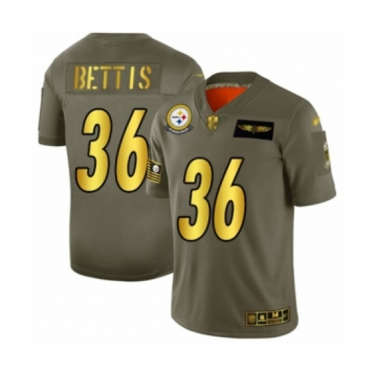Men's Pittsburgh Steelers 36 Jerome Bettis Olive Gold 2019 Salute to Service Limited Player Football Jersey