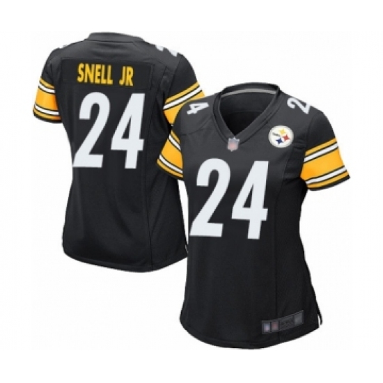 Women's Pittsburgh Steelers 24 Benny Snell Jr. Game Black Team Color Football Jersey