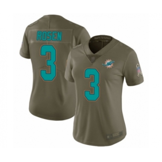Women's Miami Dolphins 3 Josh Rosen Limited Olive 2017 Salute to Service Football Jersey