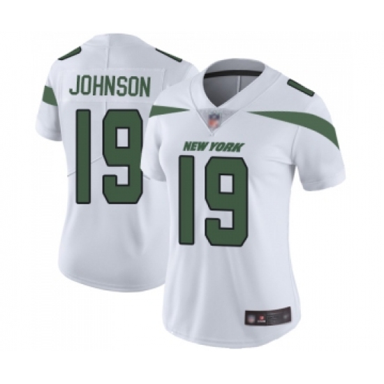 Women's New York Jets 19 Keyshawn Johnson White Vapor Untouchable Limited Player Football Jersey