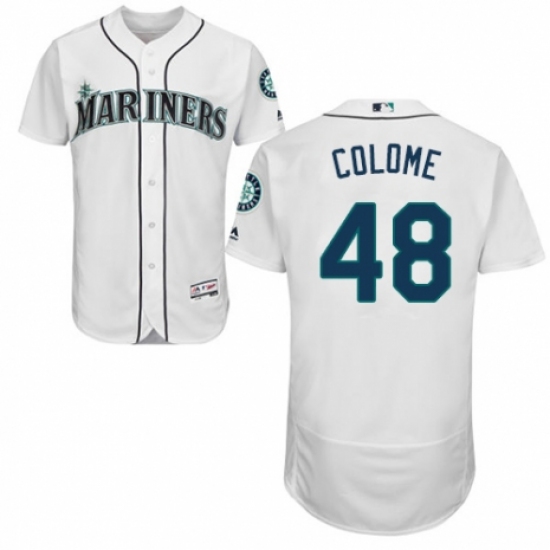 Men's Majestic Seattle Mariners 48 Alex Colome White Home Flex Base Authentic Collection MLB Jersey