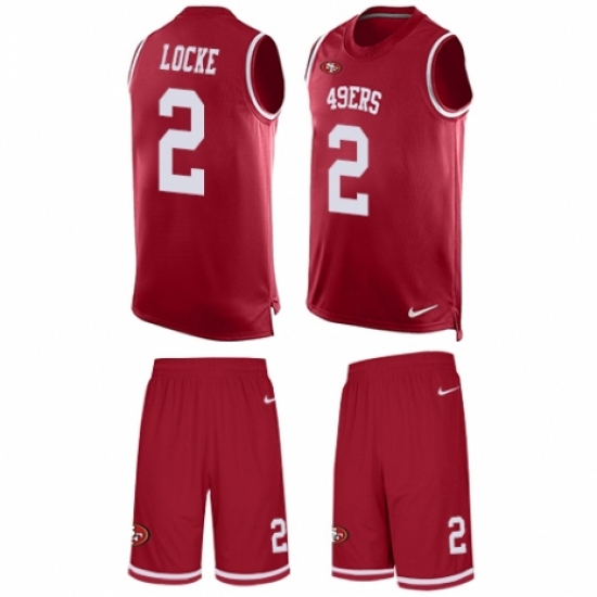 Men's Nike San Francisco 49ers 2 Jeff Locke Limited Red Tank Top Suit NFL Jersey
