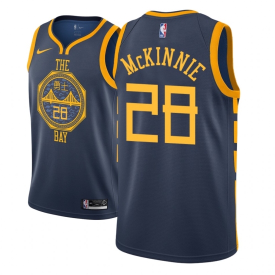 Men NBA 2018-19 Golden State Warriors 28 Alfonzo McKinnie City Edition Navy Jersey