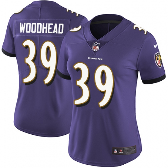 Women's Nike Baltimore Ravens 39 Danny Woodhead Purple Team Color Vapor Untouchable Limited Player NFL Jersey