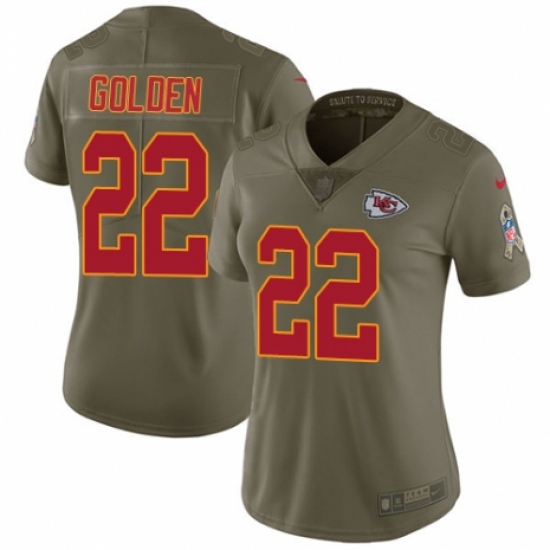 Women's Nike Kansas City Chiefs 22 Robert Golden Limited Olive 2017 Salute to Service NFL Jersey