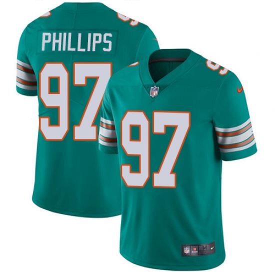 Men's Nike Miami Dolphins 97 Jordan Phillips Aqua Green Alternate Vapor Untouchable Limited Player NFL Jersey
