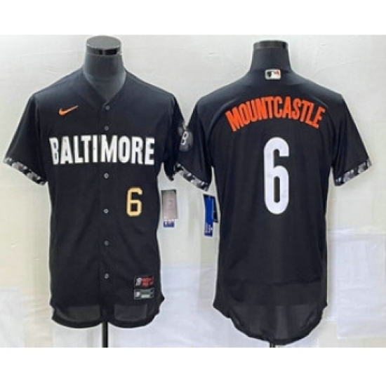 Men's Baltimore Orioles 6 Ryan Mountcastle Number Black 2023 City Connect Flex Base Stitched Jersey1