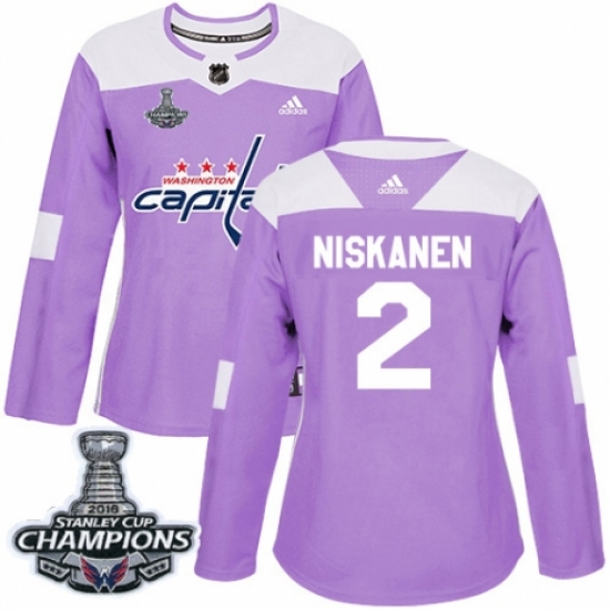 Women's Adidas Washington Capitals 2 Matt Niskanen Authentic Purple Fights Cancer Practice 2018 Stanley Cup Final Champions NHL Jersey