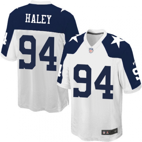 Men's Nike Dallas Cowboys 94 Charles Haley Game White Throwback Alternate NFL Jersey