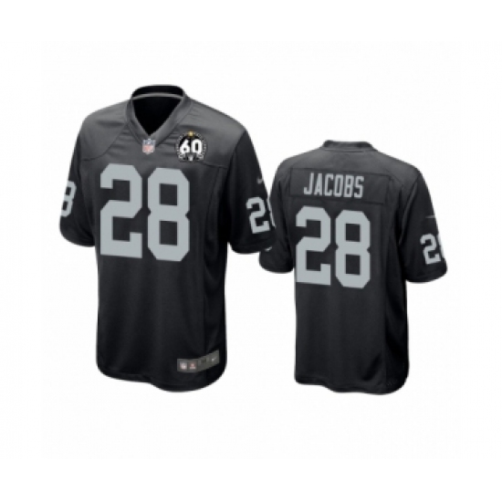 Men's Oakland Raiders 28 Josh Jacobs Game Black 60th Anniversary Team Color Football Jersey