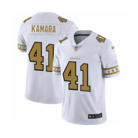 Men's New Orleans Saints 41 Alvin Kamara White Team Logo Cool Edition Jersey