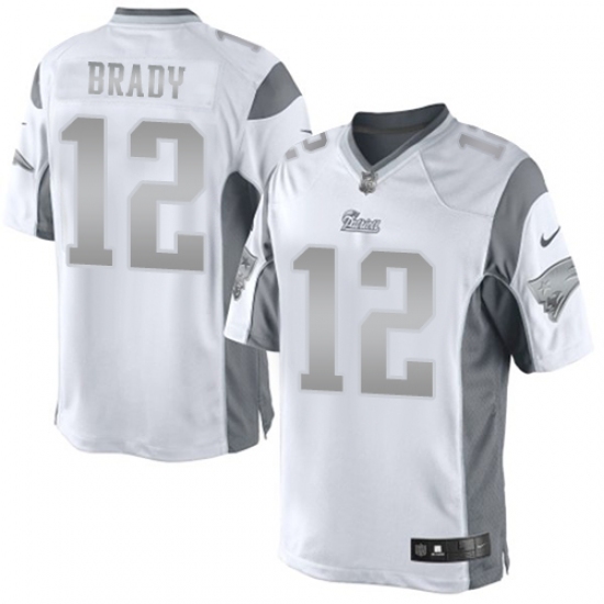 Men's Nike New England Patriots 12 Tom Brady Limited White Platinum NFL Jersey