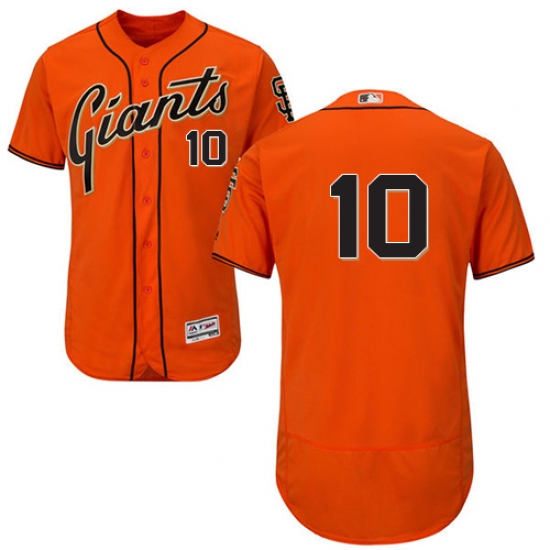Men's Majestic San Francisco Giants 10 Evan Longoria Orange Alternate Flex Base Authentic Collection MLB Jersey