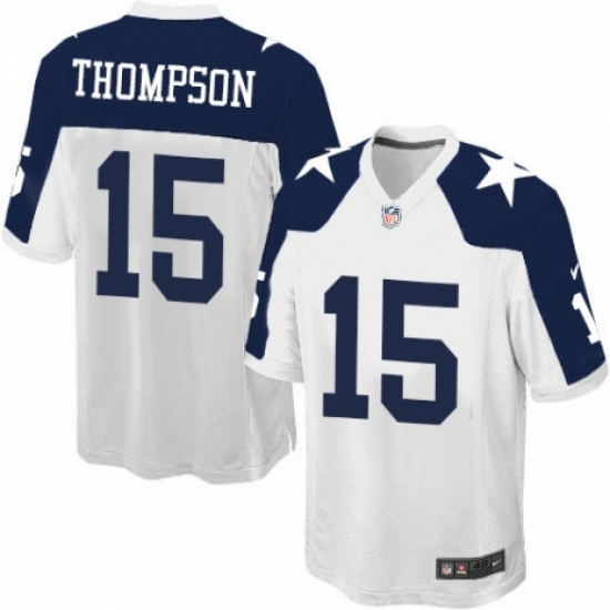 Men's Nike Dallas Cowboys 15 Deonte Thompson Game White Throwback Alternate NFL Jersey
