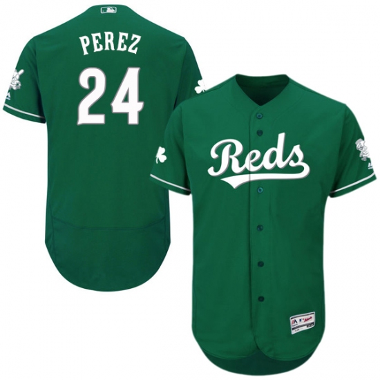 Men's Majestic Cincinnati Reds 24 Tony Perez Green Celtic Flexbase Authentic Collection MLB Jersey