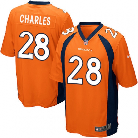 Men's Nike Denver Broncos 28 Jamaal Charles Game Orange Team Color NFL Jersey